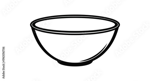 Simple black outline of a round bowl minimalist design silhouette