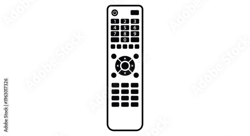 A simple black remote control with buttons shown as a silhouette