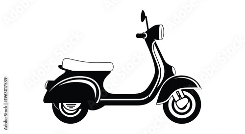 Classic scooter illustration a striking black and white depiction silhouette