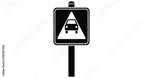 Road sign depicting a vehicle on a steep grade black silhouette