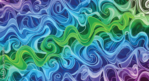 Dense and intricate seamless pattern composed of flowing, swirling lines in a vibrant rainbow gradient, creating an energetic and organic background.