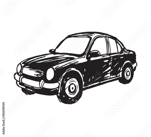 Classic Sedan Car Illustration A Timeless Automobile Design Depicting a Four-Door Passenger Vehicle from a Side Perspective, Ideal for Automotive Themes and Vintage Car Enthusiasts