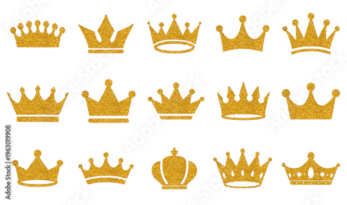 Canvastavla Gold glitter crowns collection set.