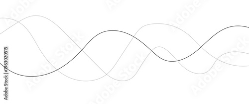 Vector curve wave seamless pattern background. Abstract thin black and white wavy lines background.