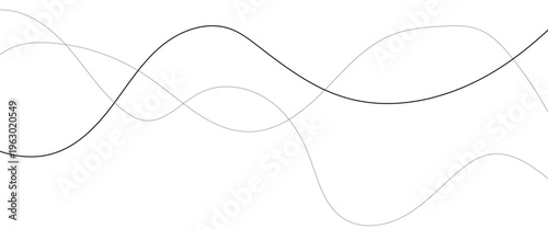 Vector curve wave seamless pattern background. Abstract thin black and white wavy lines background.