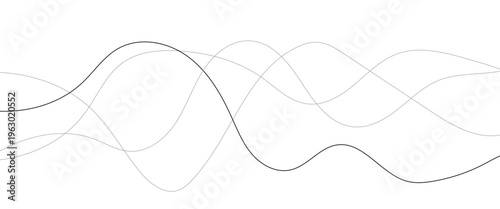 Curved black long lines seamless wave pattern. Thin line wavy abstract vector background. Wavy line horizontal divider wavy pattern. Curve line art striped. Abstract wave elements. Vector illustration