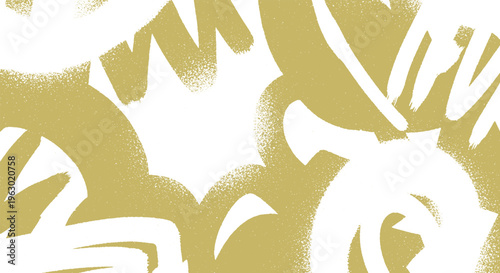 Abstract pattern of olive green brush strokes and shapes on white background, artistic graphic resource, brush stroke