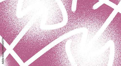 Abstract fuchsia graffiti style spray paint splatters and brush strokes on textured background with brush stroke