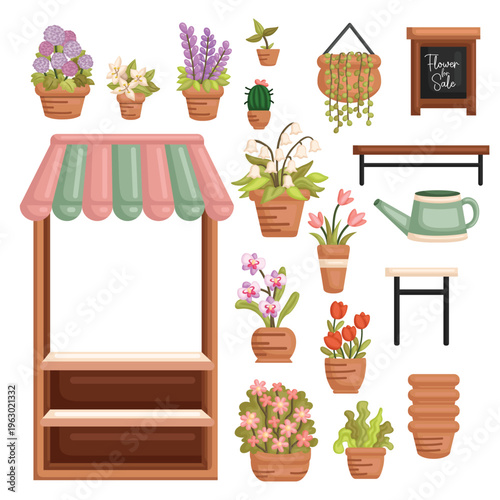 little stall that selling various of flowers