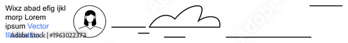 Technology, communication, cloud computing, network systems, user interface design, connectivity. Abstract minimalist design with a profile icon and cloud lines. Communication and cloud computing