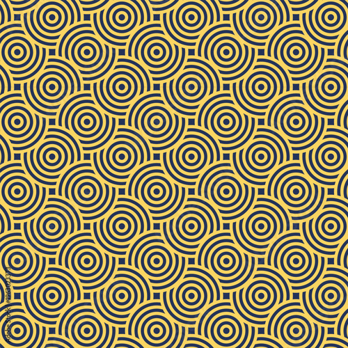 Blue and Yellow Concentric Circles Seamless Pattern