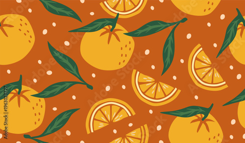 Cute orange fruits pattern background vector design