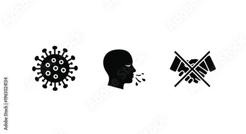 Coronavirus risks germs coughing and avoiding handshakes a silhouette
