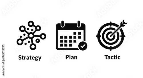 Business concepts strategy planning and tactics represented as icons silhouette