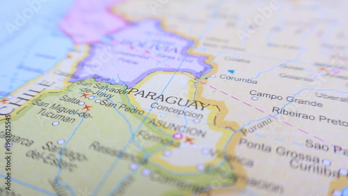 Quadro su tela Paraguay Map Detail: Travel and Geography Concept