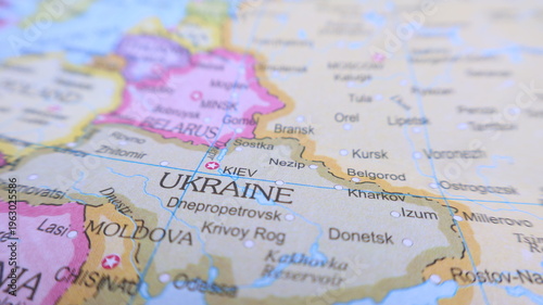 Bild auf Leinwand Ukraine Map Detail, European Travel Destination