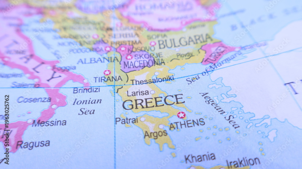 Naklejka premium Greece Map Detail: Travel to Athens & Greek Islands