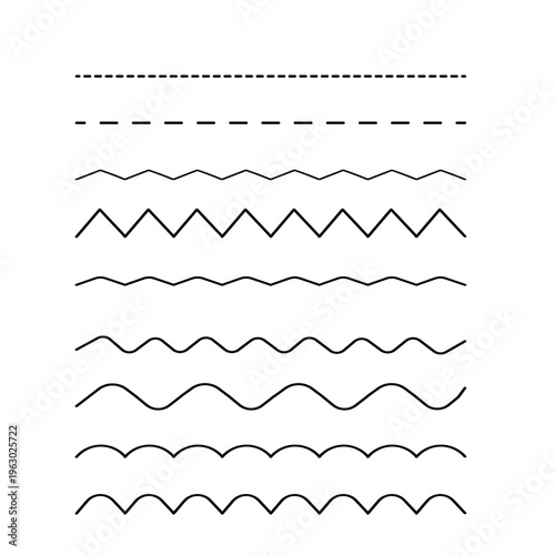 シンプルな罫線・ラインセット（波線・ジグザグ・点線）