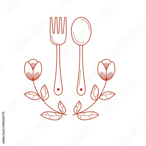 Vector illustration of a spoon and Vector illustration of a spoon and fork

