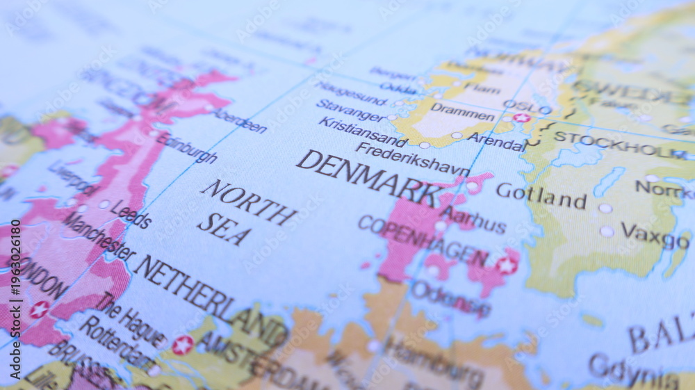 Obraz premium Map of Denmark and Surrounding Countries: Europe Travel Destinations