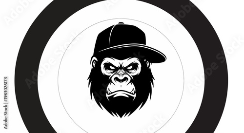 Angry Gorilla Wearing a Baseball Cap Logo Design.