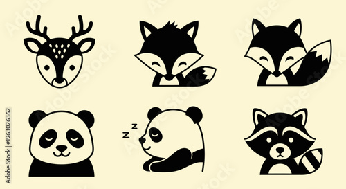 Cute Woodland Animals and Pandas Collection.