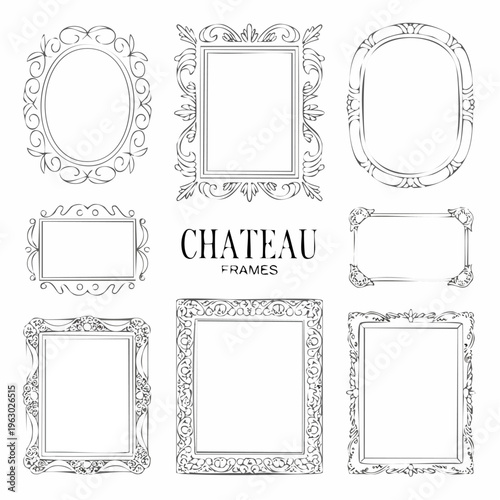 Ornate vintage frame designs with chateau frames text
