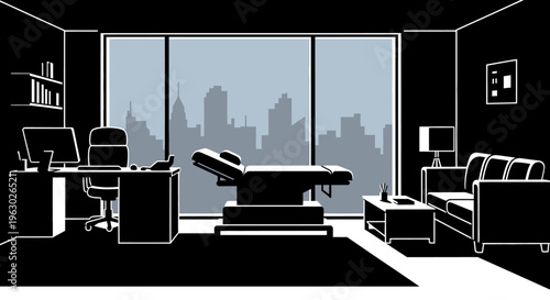 Modern Medical Office Examination Room Interior.