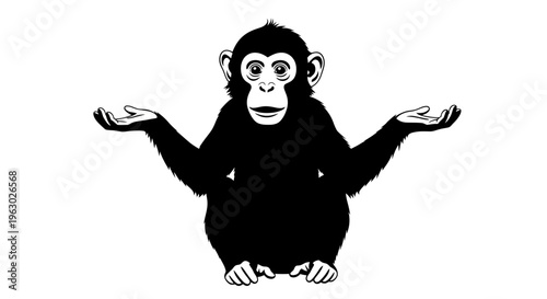 Chimpanzee Shrugging with Open Palms in a Gesture of Uncertainty.