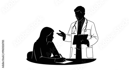 Doctor Consulting Patient In Medical Office Setting.