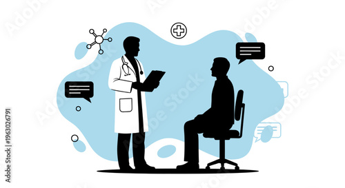 Doctor Consulting Patient in Medical Office Setting.
