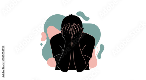 Silhouette of a person covering face in despair.