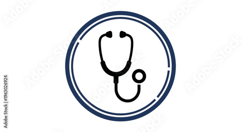 Simple Stethoscope Icon in a Circle.