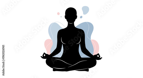 Silhouette of a person meditating in a lotus pose.