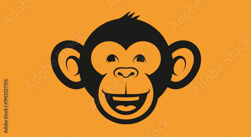 Stylized Monkey Face Graphic with Wide Smile.