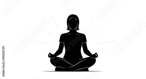 Silhouette of a Woman Meditating in Lotus Pose.