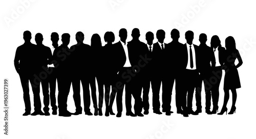 Silhouette of a Diverse Group of Professionals Standing Together.