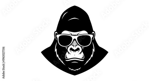 Cool Gorilla Wearing Sunglasses Illustration.