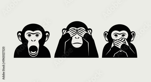 Three Wise Monkeys Illustration See No Evil Hear No Evil Speak No Evil.