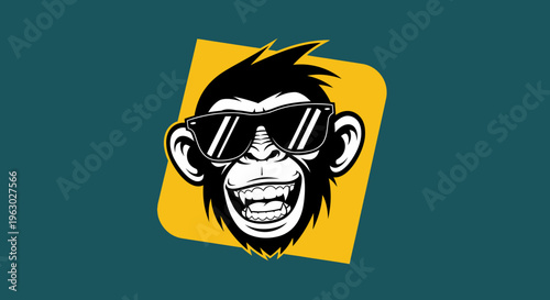 Cool Monkey Wearing Sunglasses and Smiling Widely.
