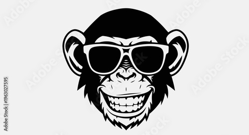 Cool Monkey Wearing Sunglasses and Smiling Widely.