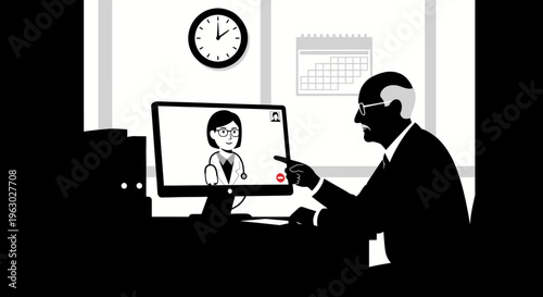 Man and woman in video conference call.