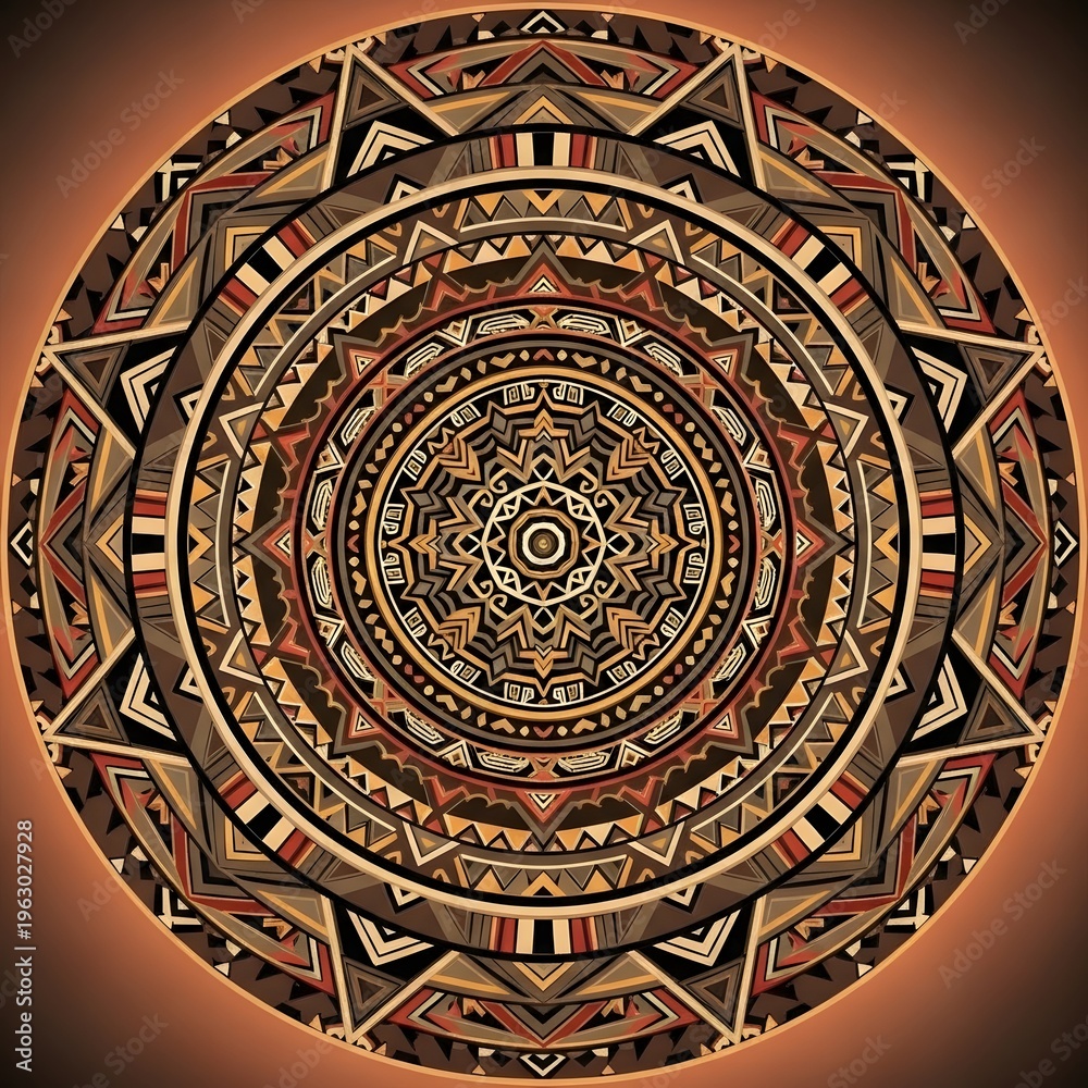 Obraz premium Mandala Pattern with Geometric Tribal Motifs