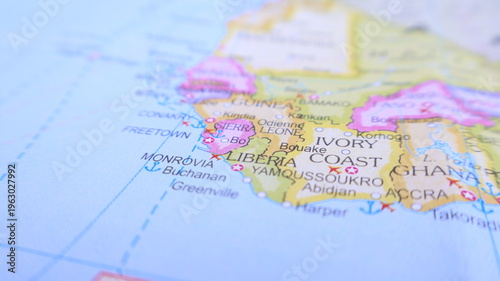 Close Up Map of Liberia, Ivory Coast, Sierra Leone and Ghana