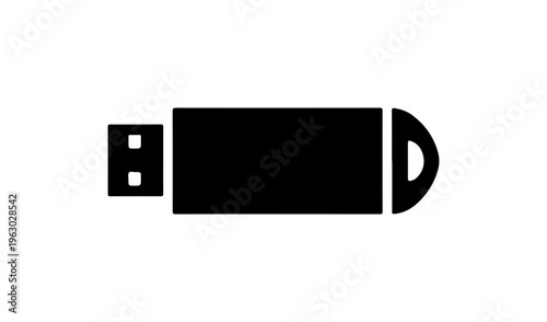 USB Flash Drive Icon - Minimalist Black Vector Illustration