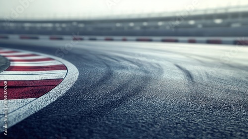 Racing track curve with tire marks