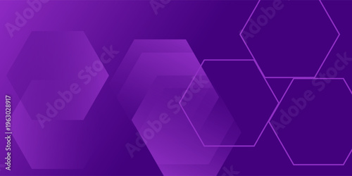 Modern banner purple background with hexagon lines. Vector illustration