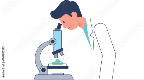 Scientist examining sample under microscope in lab