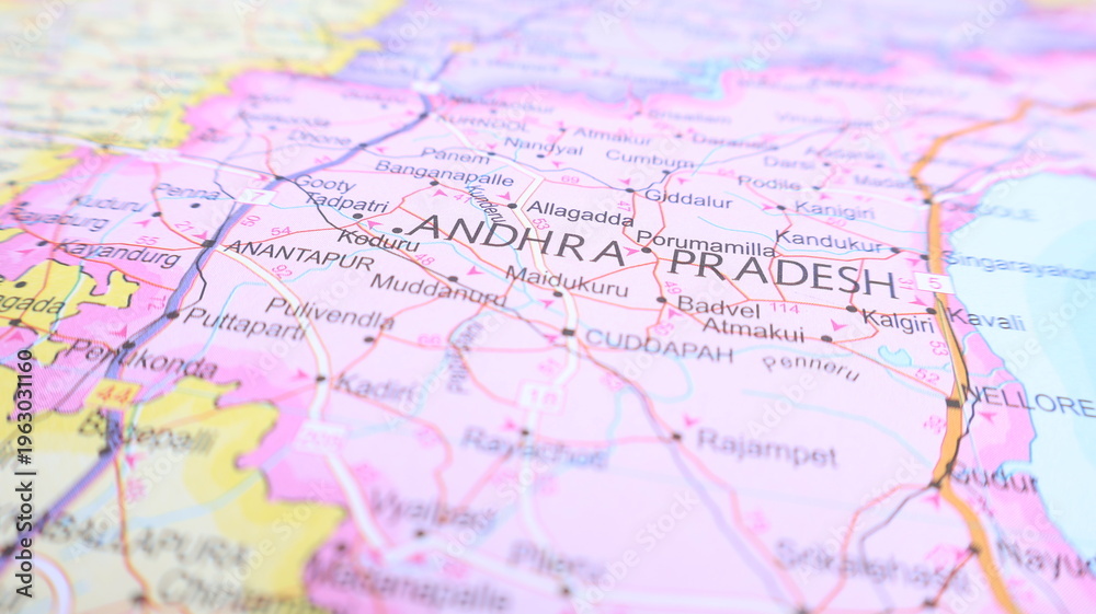 Fototapeta premium Andhra Pradesh State Map - India Travel Destinations
