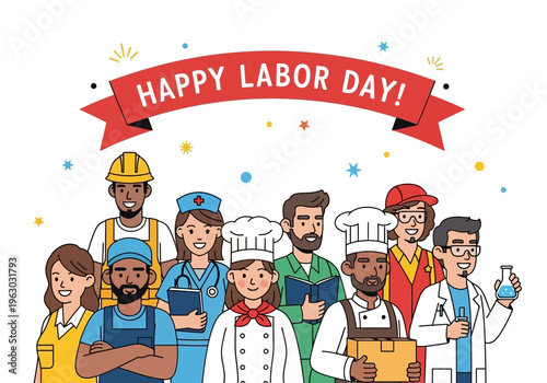 Diverse group of professionals celebrating Labor Day together.